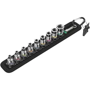 WERA 05003880001 BELT 1 ZYKLOP SOCKET SET WITH HOLDING FUNCTION, 1/4" DRIVE, 10 PIECES