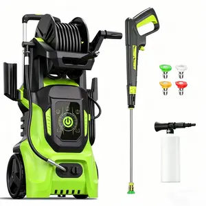 4500 PSI Electric Pressure Washer | 3.2GPM Power Washer with 20ft Extension Hose Reel, Pressure Adjustable, with Adj-15-Level Touch Screen,4 Quick Connect Nozzles And Foam Cannon for car wash, garden,driveway,home,fence,boat,shed,house exterior