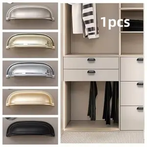 Luxury Shell Pulls Handle Solid Zinc alloy Semicircle Cabinet Handles American Wardrobe Drawer Knobs Kitchen Furniture Handles Door Hardware