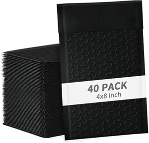 4x8 Inch Black Bubble Mailers 40 Pack Self-Seal Poly Padded Envelopes for Small Businesses Jewelry Cosmetics Electronic Products Cards
