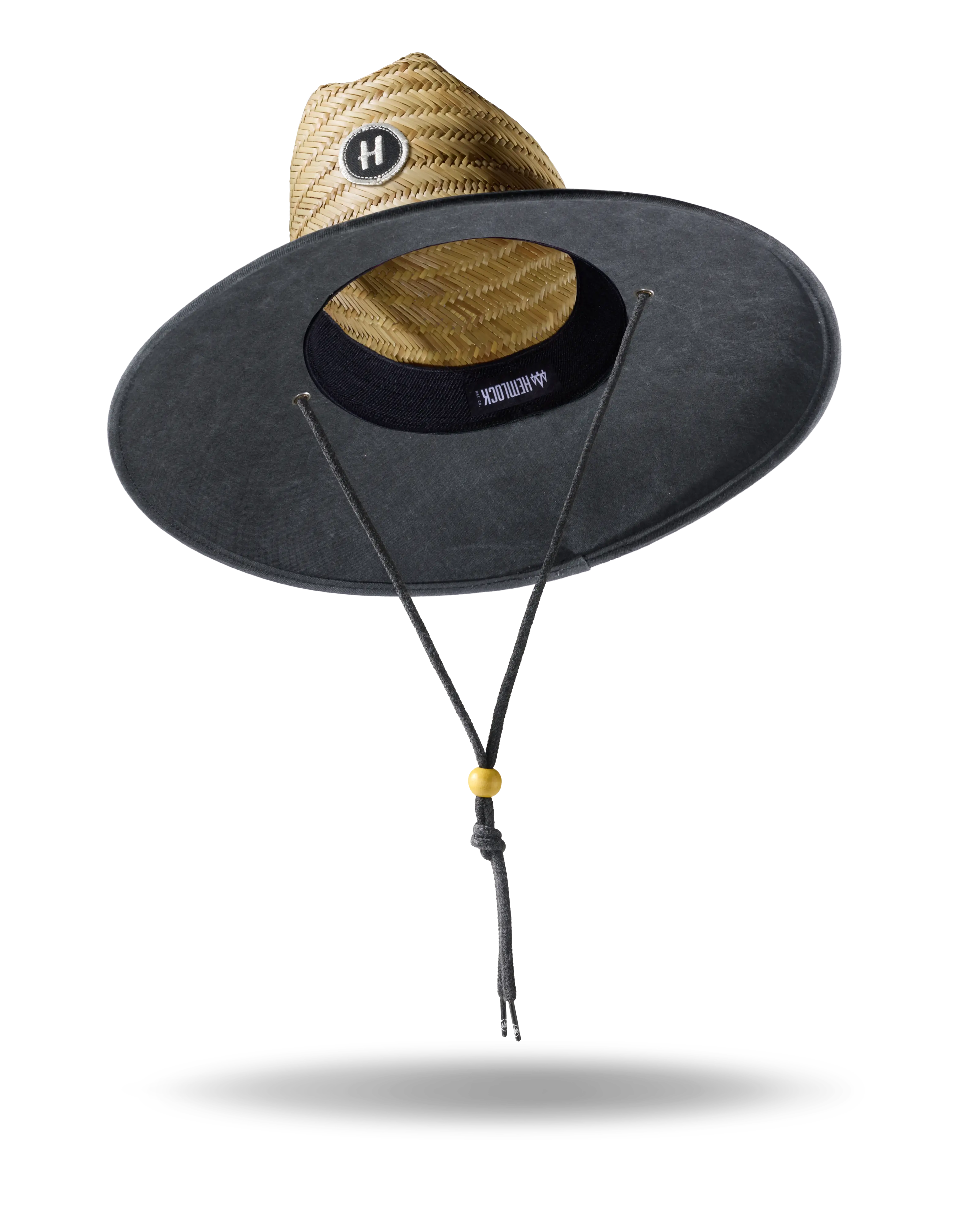 UPF 50+ Lifeguard Straw Hat in Solid Black