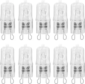 G9 Halogen Light Bulbs 40W 120V, T4 JCD Loop Pin Base, Dimmable Warm White, Clear Capsule for Pendant, Chandelier & Appliance Use, 10-Pack