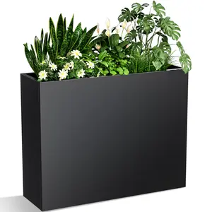 Metallic Heavy Long and Large Outdoor/Indoor Planter, Rectangular Trough Planter Box, 36”Lx28”Wx11”H, 40Pounds Powder Coating Modern Commercial Residential for Patio, Deck, Yard, Garden