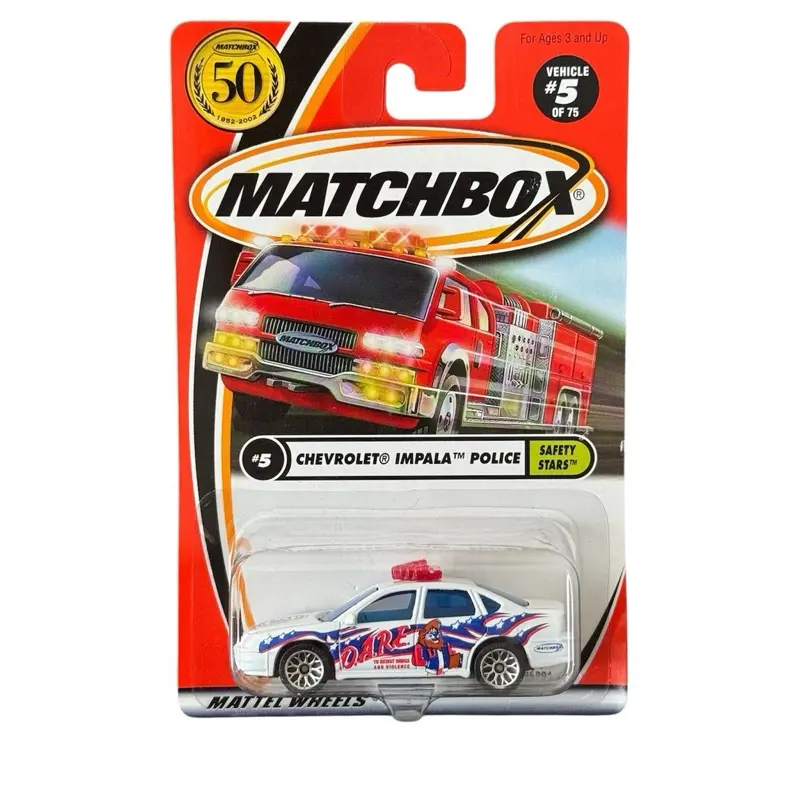 Matchbox Chevrolet Impala D.A.R.E Police 1:64 Scale Diecast Metal Miniature Car, Collectible Display Model Toy