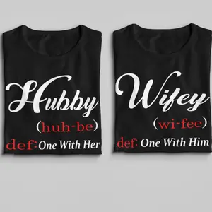[Graphic T-Shirt] 100% Cotton Couple Matching T-Shirt - Couple Shirts,Couple Outfit, Hubby & Wifey Matching Couple Graphic Tee Wedding Love Shirt ,Anniversary/Boyfriend/Girlfriend/Husband/Wife Gift