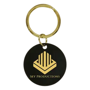 Customized Black Brass Circle Keychain 1 1/2"