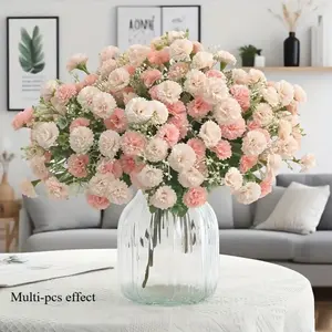 Bundle of 20 Champagne-Colored Artificial Carnations, Realistic Look, Lifelike Artificial Flower Plant, Resistant to Fading, Perfect for Home & Office Decor
