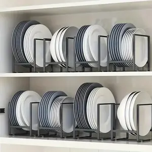 [2pcs Dish Rack] Space-Saving Vertical Plate Holder for Plates, Cutting Boards, and Pot Lids, Perfect for Small Kitchens, Dish Drying Rack for Kitchen Counter, Countertop Organizer, Modern Kitchenware, Sturdy Metal Frame