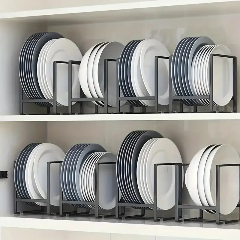 [2pcs Dish Rack] Space-Saving Vertical Plate Holder for Plates, Cutting Boards, and Pot Lids, for Small Kitchens, Dish Drying Rack for Kitchen Counter, Countertop Organizer, Kitchen Organization, Kitchenware, Sturdy Metal Frame