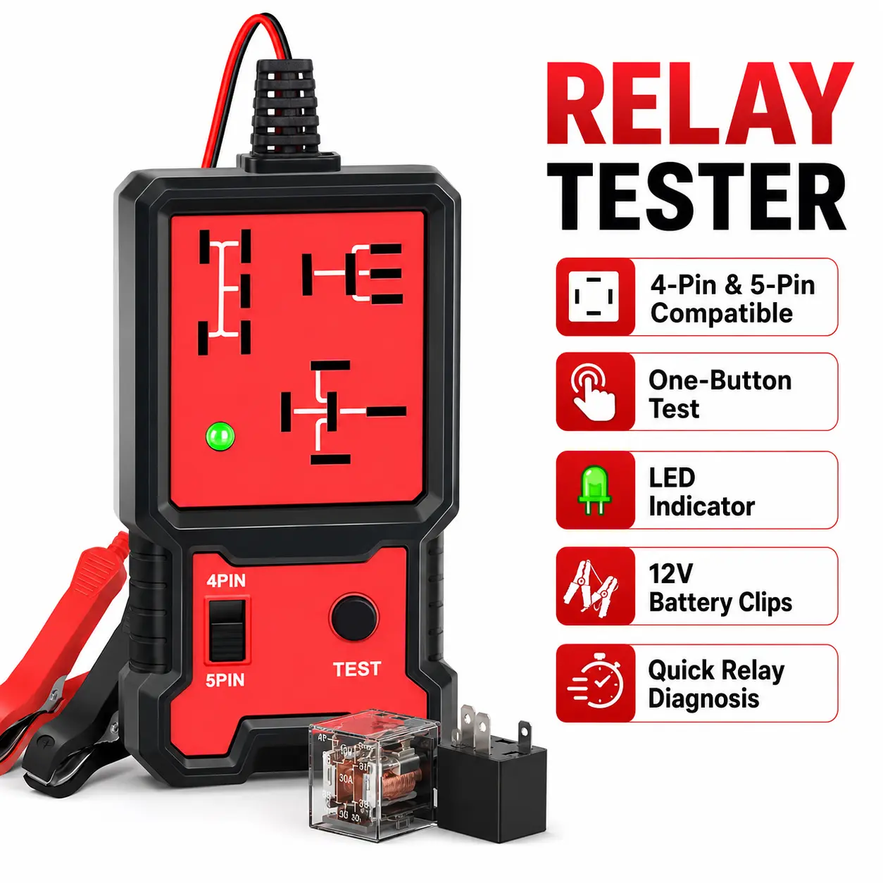 Voltage Tester Car Electronic Relay Tester Automotive Battery Testing Tool Automotive Relay Tester Indicator Light Universal 12V Accessories Load Tester Brake Fluid Tester Power Probe Tester Automotive Circuit Tester Automotive Diagnostic Tools Battery Te