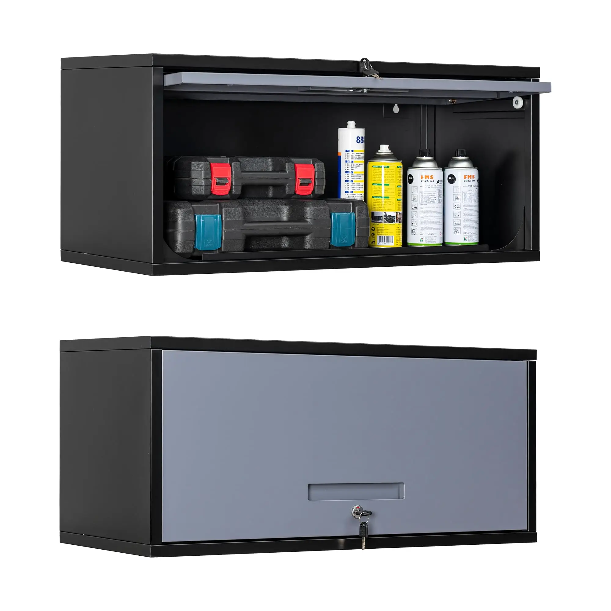 Letaya Metal Garage Wall Cabinet with Doors, Wall Mounted Metal Storage Cabinet, Floating Garage Tool Cabinet for Garage, Basement, Kitchen, Warehouse