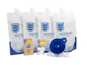 StopLossBags Airtight Paint Saver Storage Kit (4-Pack) - Leak-Proof, Sealed, Bagged, Resealing Stand-Up Organiser Pouches with Lid, Wall-Mountable, Eco-Friendly, Mess-Free for Paint & Stain, Bundle with Funnel, Extra Caps, Filler Clip, Leak-Proof Storage