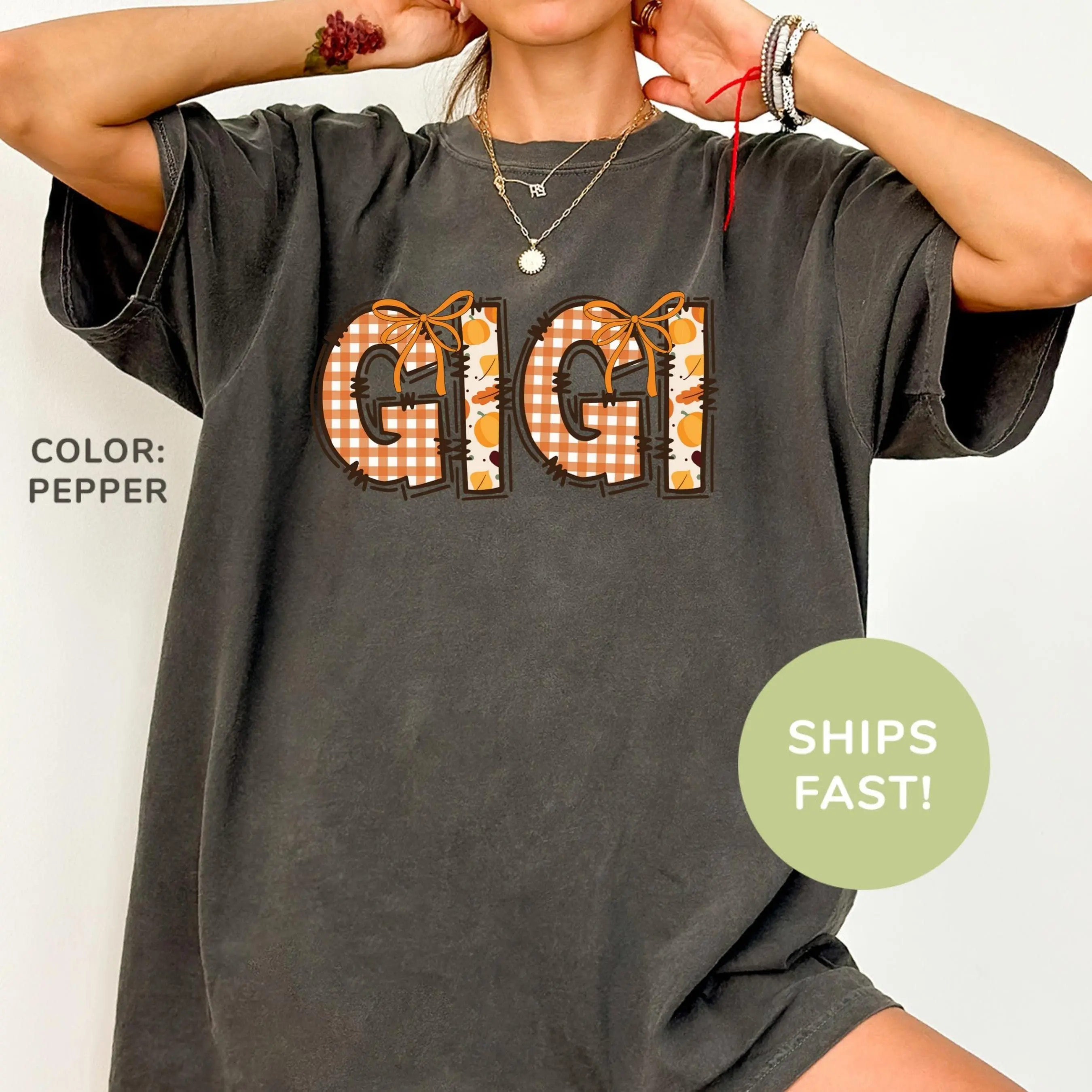 Comfort Colors Preppy Fall Gigi Shirt, Fall Season Shirt, Pumpkin Lace Shirt, Coquette Fall Shirt, Pumpkin Spice Shirt, Fall Gifts
