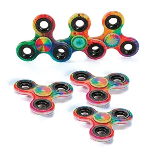 3" Psychedelic Tie-Dye Plastic Fidget Spinner Toys - 6 Pc.