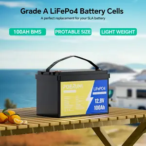 POERUNI 12V 100Ah LiFePO4 Extended Capacity Battery - High Power Portable, Long Cycle Life for RV & Solar (Console Batteries & Chargers Accessory)