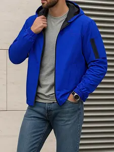 Windproof Jacket, Lightweight Hooded Outdoor Coat, Multiple Pockets, Zipper, Suitable for Skiing, Hiking, Fishing, Casual Wear
