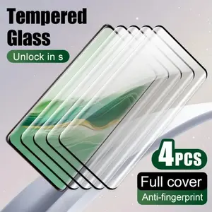 4pcs Full Coverage Curved Tempered Glass Smartphone Screen Protector Film Compatible With Samsung Galaxy S25 26 Ultra S24 S23 Plus S22 S21 S20 FE Note 10 Note 20 Ultra S10 S10+ S22+ S21+ 9H+ Hardness, 3D Curved Tempered Glass Film