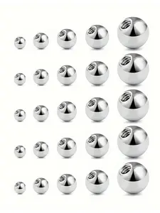 25pcs 14g Surgical 316L Stainless Steel Replacement Balls, Hypoallergenic External Threaded Piercing Balls, Durable Body Jewelry Parts, Septum Piercing