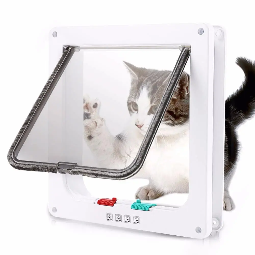 Secure 4-Way Locking Enclosed Dog And Cat Flap Door - Easy Access For Pets And Added Security For Your Home