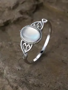 Vintage Synthetic Moonstone Ring for Women, Vintage Promise Rings, Fashion Engagement Rings, Bride Engagement Ring Wedding Jewelry, Elegant Daily Wear Accessory for Her （with box）