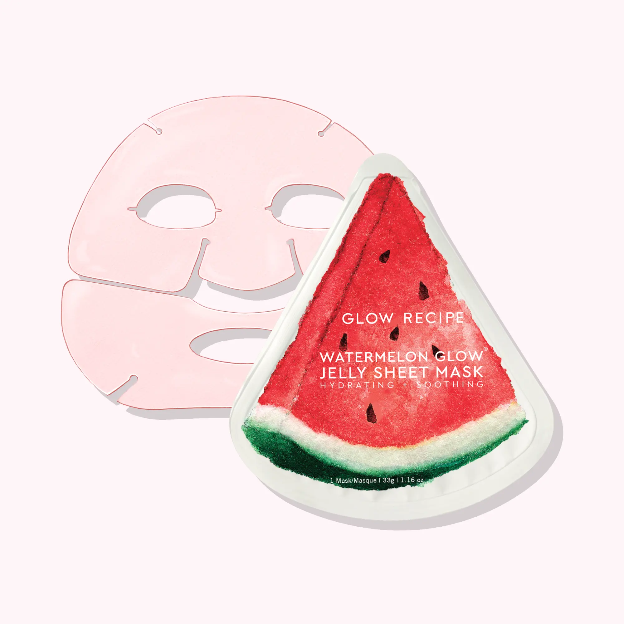 Glow Recipe Korean Watermelon Hydrogel Face Mask - Gentle, Soothing, Cooling Skincare Mask Infused with Serum for Glow Skin Self-Care
