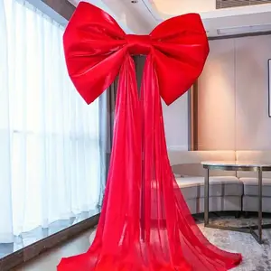 Giant Bow Party Decoration, 13.1ft Ice Brocade Skirt Tail, Elegant Holiday Event Decor, Polyester Hanging Accessory, Party Decoration Supplies