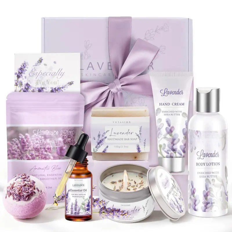 Self Care Gifts for Women, Lavender Spa Gift Basket, Relaxation Gift Set, Stress Relief & Mental Wellness Care Package, Birthday Gifts for Mom, Best Friend, Sister, Wife, Girlfriend, Teacher, Cozy Gifts for Women, Thinking of You Gifts,Graduation gift