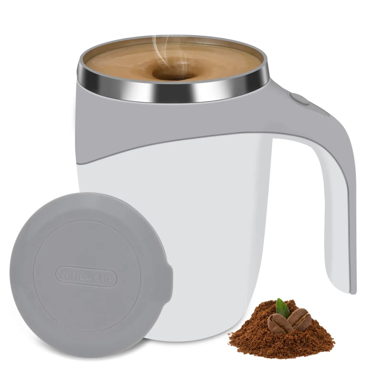 Portable Blender Cup, 380ml Automatic Self Stirring Stainless Steel Travel Mug, USB Rechargeable Electric Magnetic Mixing Tumbler, Portable Electric Mixer Flask Drinkware for Coffee, Tea, Hot Chocolate, Protein Powder