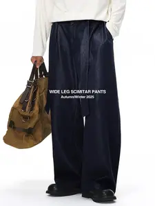 Inflation baggy pants Fashion Wide-Leg Cargo Pants Autumn New Trendy American Vintage Loose Jeans Casual Trousers Menswear Pocket Blue Streetwear