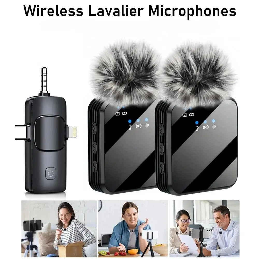 3-in-1 Wireless Rechargeable Lavalier Microphone, Noise-Reduction Clip-On Lapel Mic, Wireless Microphone for Phone Video Recording, Live Streaming Interviews Vlogging Content Creation