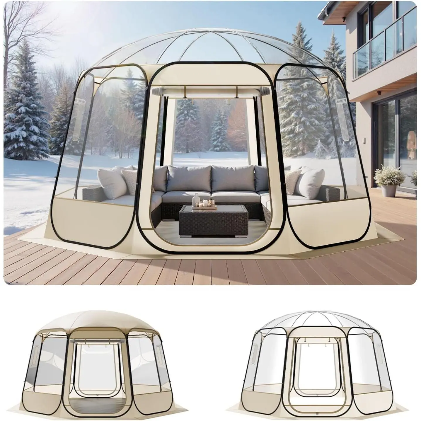 【Summerfinds】VEVOR Oxford Steel Frame Pop-Up Sports Tent, 8 Sizes for 1-6 People, Waterproof TPU Outdoor Pod with Floor Mat & Top Cover, Easy Setup Tent, Portable Outdoor Equipment, Camping Garden Shelter