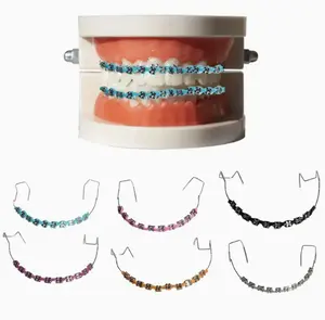 1 set of stylish zipper decoration, novelupper and lower jaw hooks, colorfulplastic dental braces accessoriessuitable non-textile weaving method Wear Oral