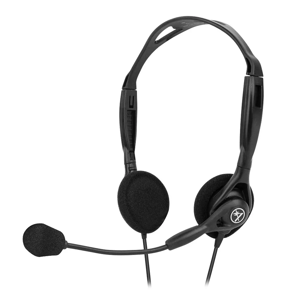 Andrea NC-125 Noise Canceling PC Stereo Headset with 23mm Speakers, Rubber Cable, Dual 3.5mm Plugs, CD-Like Bass