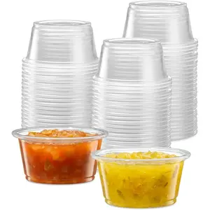 [2 oz - 200 Cups Clear] Disposable Plastic Portion Cups No Lids, Small Mini Containers For Portion Control, Jello Shots, Meal Prep, Sauce Cups, Condiments, Medicine