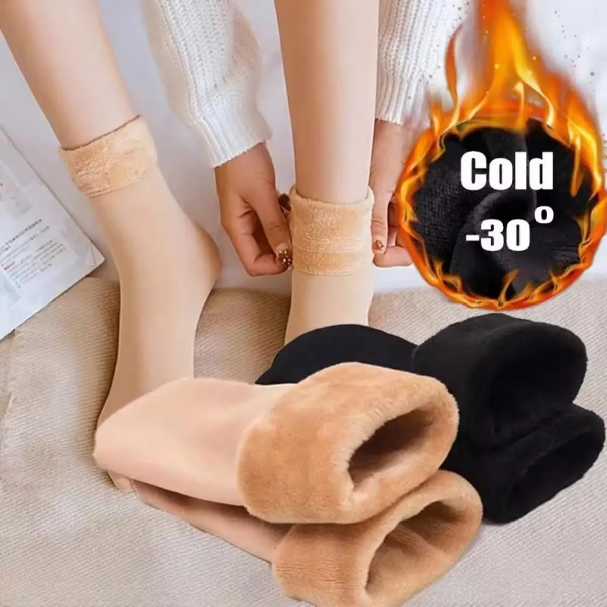 Women's Plush Fleece Thermal Boot Socks - 5-Pair Stockup Pack, Stretchy Breathable Self-Warming Fabric for Casual Winter Indoor Relaxation, 5 Pairs Black, Fuzzy Socks, Five Pairs, Machine Washable
