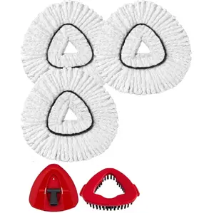 (No Bucket/Handle) 3 Pack Spin Mop Heads Replacement ONLY Compatible with O Cedar  1-TNAK,Upgraded Scrub Brush and 1 Base Combo Set, Microfiber Replace Head Refill