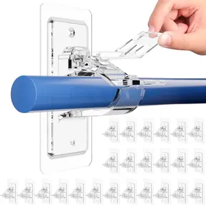 Curtain Rod Holder No Drilling Self Adhesive,Free Adjustable Curtain Rod Hooks, Holder Hooks Nail Curtain Hangers for Bathroom Kitchen Home Bathroom and Hotel