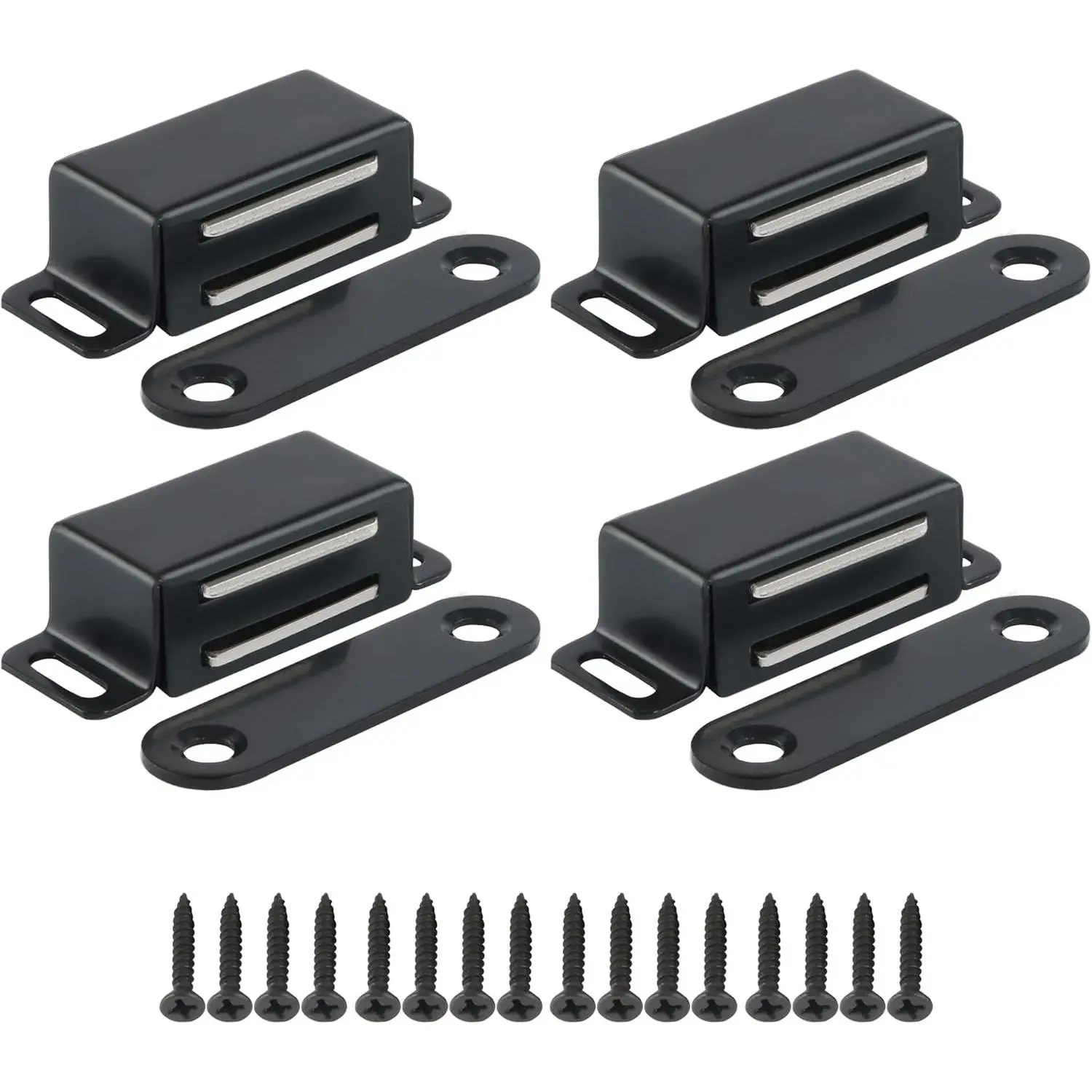 Magnetic Cabinet Door Catch 4Pcs,Cabinet Door Magnets Catches Magnetic Door Closers for Cabinets,Stainless Steel Black Magnetic Cabinet Latch Door Latches for Closet Cupboard Drawer Kitchen