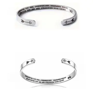 Inspirational Cuff Bracelet for Women, Engraved Mantra Bangle, Motivational Gift for Daughter, Sister & Best Friend