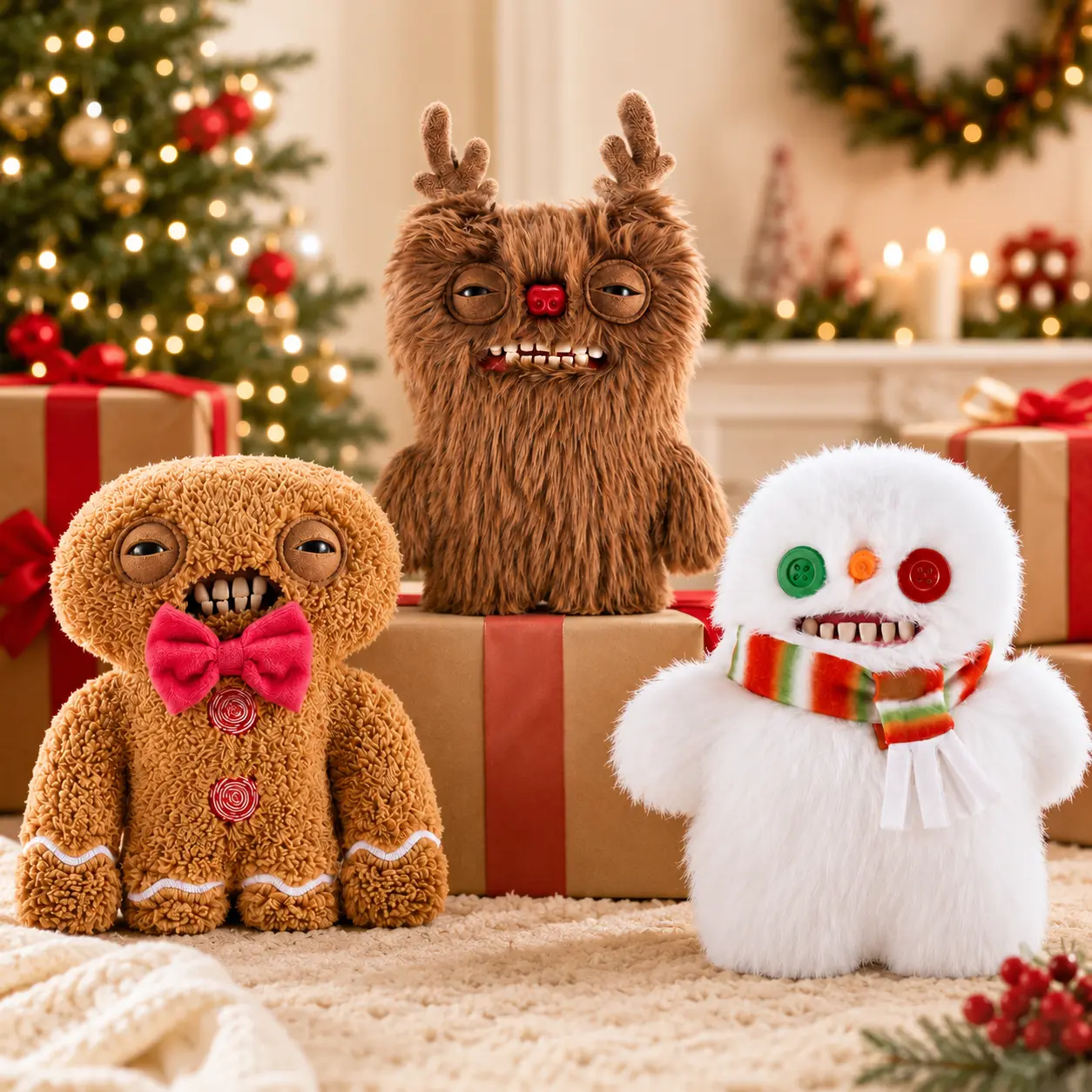 Fuggler Funny Ugly Christmas Monster Plush Toys 9“ - Festive Holiday Limited Edition Christmas Stocking Stuffers, Creepy Cute Stuffed Animal Gag Gift for Kids & Adults, White Elephant Gift (Reindeer / Gingerbread / Snowman