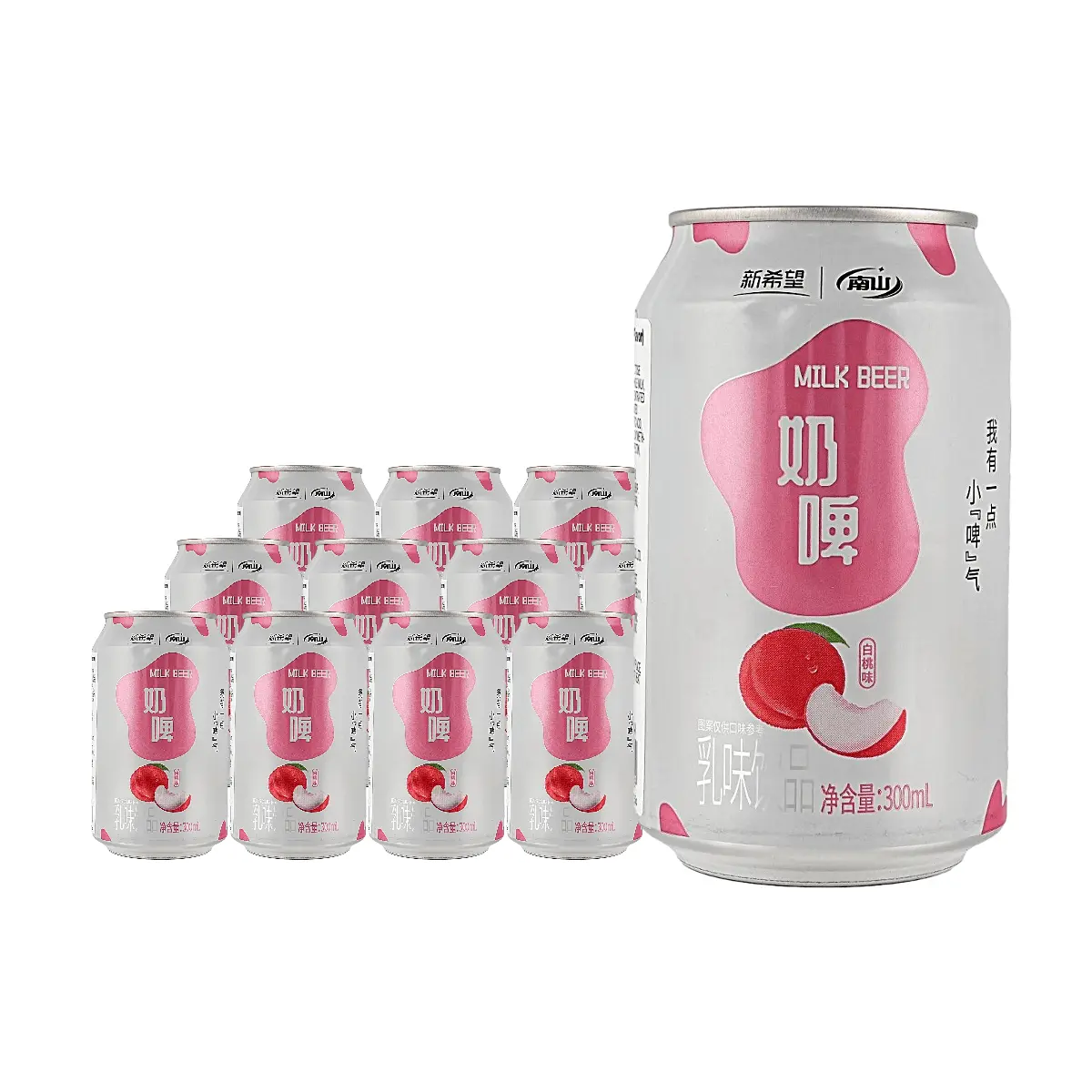 12 Pack New Hope White Peach Beer-Flavored Milk Soda 10.14 fl oz Each - Probiotics Sparkling, Non-Alcoholic