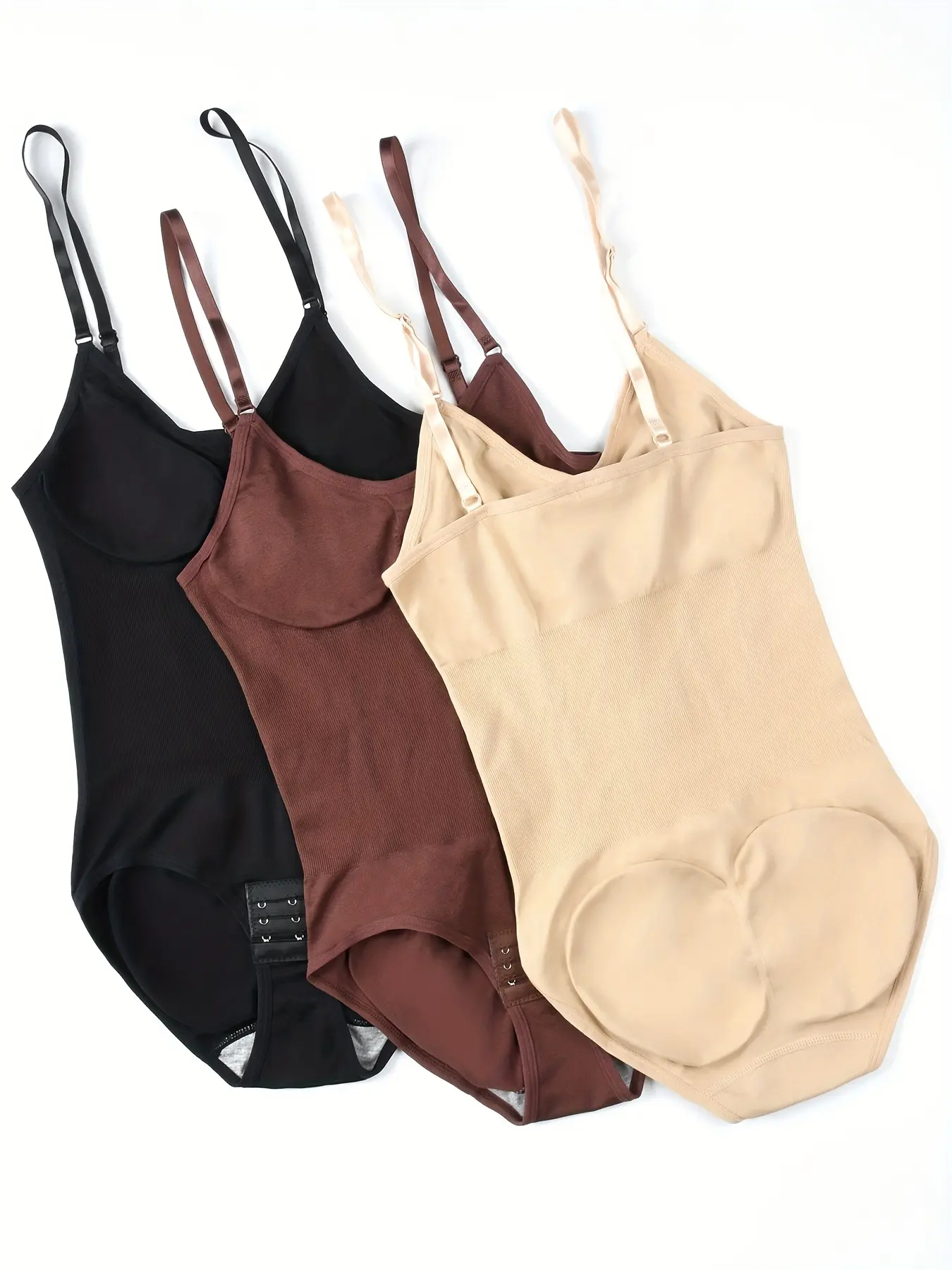 3 Pack Women’s Spaghetti Strap Shapewear Bodysuit - Tummy Control & Butt Lifting Seamless Body Shaper tiktokshopbacktoschool