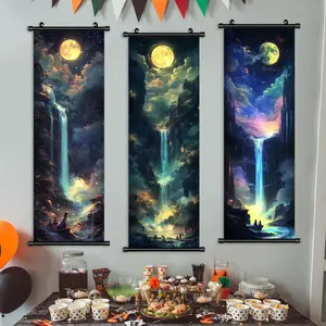 Night Moon Natural Scenery Pattern Wall Art, 3 Counts/set Modern Art Wall Decor, Wall Hanging Decor for Home Living Room Bedroom, Ornaments