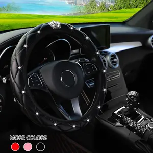 Rhinestone Crown Design Car Interior Decoration Set, Car Steering Wheel Cover & Gear Cover & Handbrake Cover, Car Interior Accessories for Women, Boujee Car Accessories, Car Accessories for Girls, Car Interior Kit