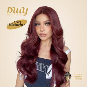 [CLEARANCE SALE] Victoria C-DWY Lace Front Middle Part Long Burgundy Wavy Glueless Synthetic Wig for Women 26 Inches