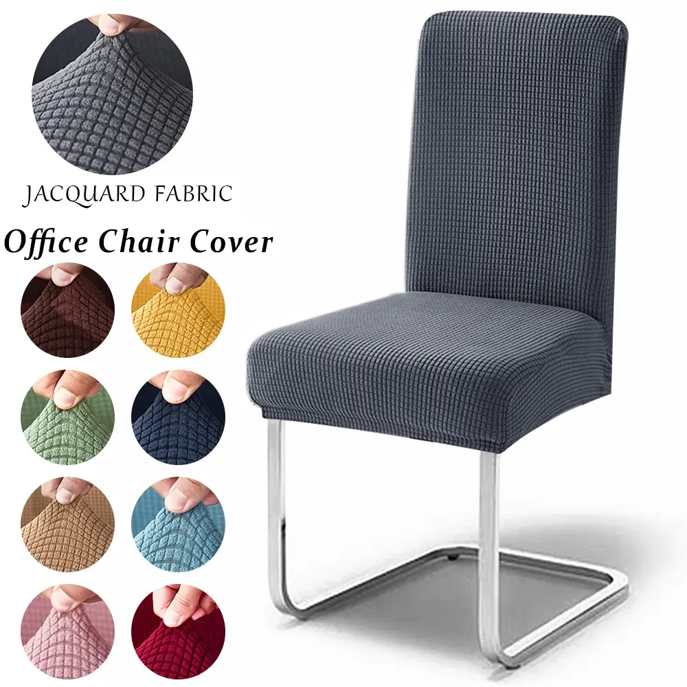 Jacquard Fabric Chair Covers Pure Color Elastic Stretch Chair Slipcover Removable Washable Fitted Chair Slipcovers for Dining Room Dining Chair Protectors Kitchen Chair Protector Cover