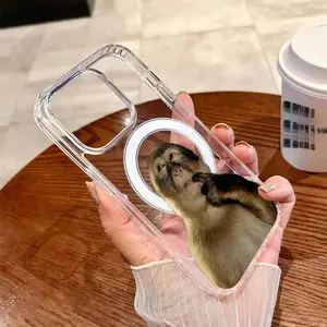 Cute Monkey Pattern Magnetic Clear Shockproof Protective Slim Thin Luxury Phone Case Cover for iPhone X Xsmax 11 12 13 14 15 16 17 Pro Max Plus Air /As a Birthday/Holiday Gift/Protector/Halloween Gift for Family and Friends/TMYKLCX4