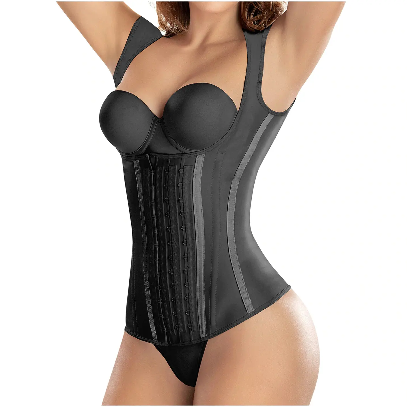 Women's Cotton Faja Body Shaper Latex Waist Trainer Vest - 4 Rows of Hooks, High Compression, Posture Support, Waist Training, Body Contouring, Ab Belt Shapewear Tops, Bra, Gym