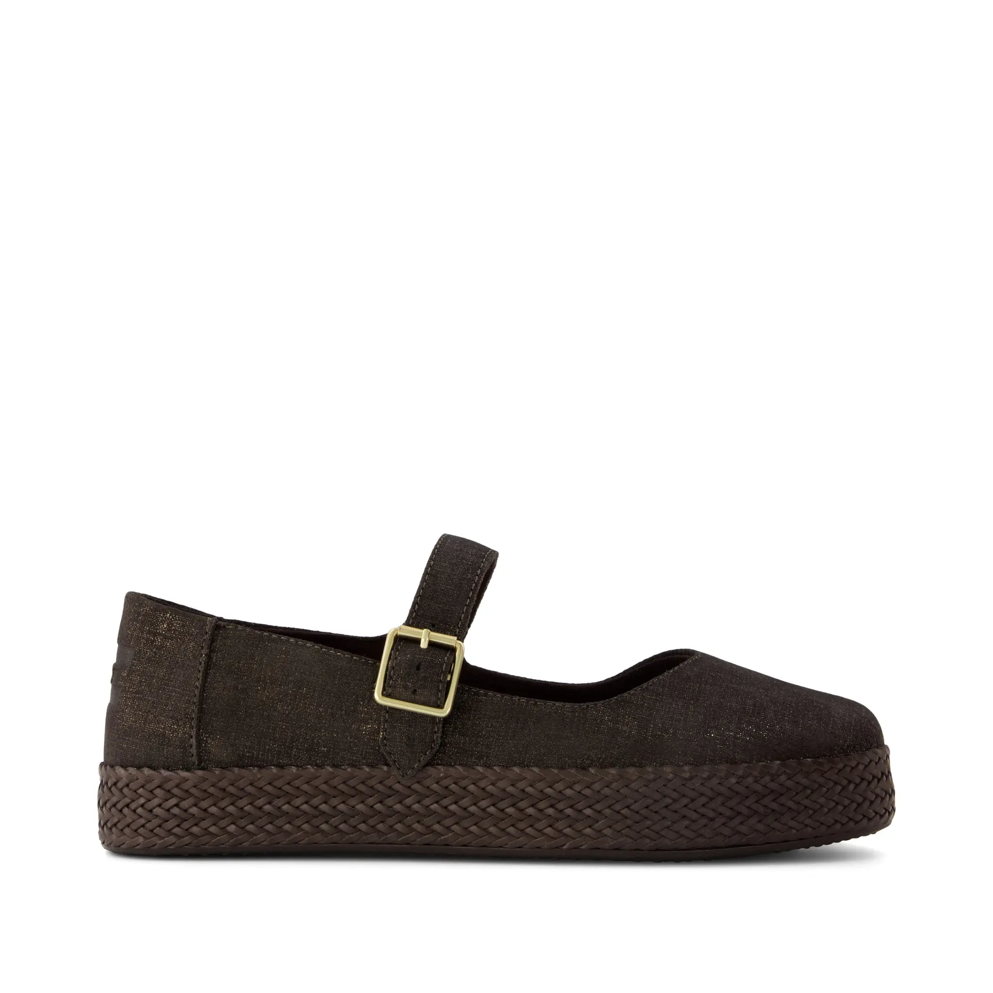 Womens Carolina Mary Jane Espadrille Metallic Chocolate Brown Crosshatch Suede