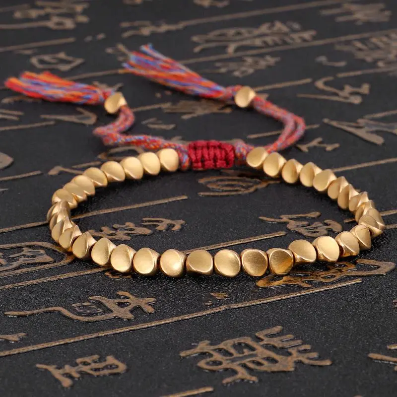 Handmade Tibetan Buddhist Bracelets On Hand Braided Copper Beads Lucky Rope Bracelet & Bangles For Women Men ing